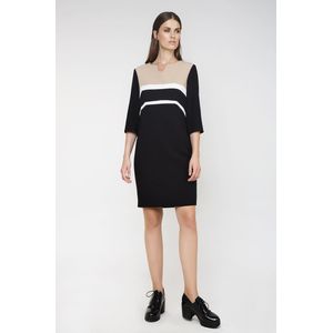 Rechte Paneel Detail Jurk - Zwart - Jerseyjurken