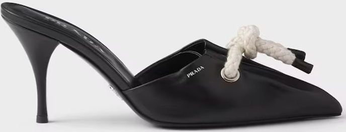 Touwdetails Leren Muilezels Hoge Hakken