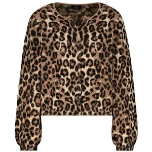 monari - Gebreid Vest - Lichtbeige / Bruin / Zwart - Dierenprint