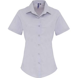 Premier Dames katoen popeline stretch overhemd met korte mouwen