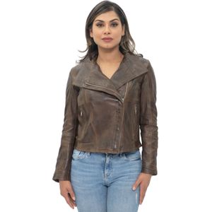 Leren Bikerjack - Riga - Dames - Met Sjaalomslag