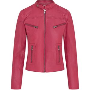 Leren Bikerjack - Roze - Slim-fit - Dames - Maldon