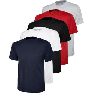 Kruze - Dames Crew Neck T-shirts - Zwart Grijs Rood Navy Wit - 5 Pack