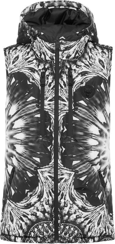 Plein Sport - Short Vest Optical Flower - Gewatteerd Vest - Zwart - Dames - Polyester