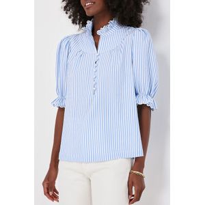 Gestreepte Overhemdblouse met Volants