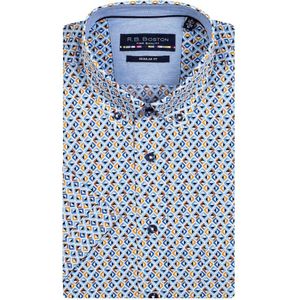 Bos Bright Blue R.b. boston casual hemd korte mouw korte mouw shirt regular fit 316670/231