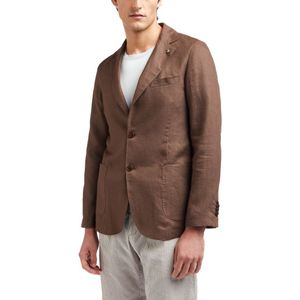 Linnen Blazer Bruin Slim Fit