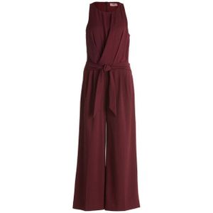 V.M. - Damesjumpsuit - Zwart - Materiaalmix met Stretch - Brede Pijpen