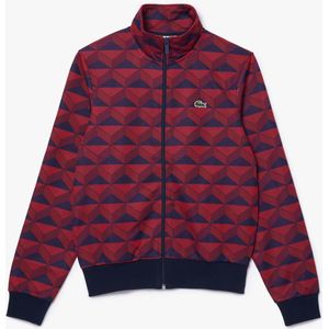 Lacoste - Robert George - Sweatshirt - Navy-Rood - Jacquardmotief met Rits