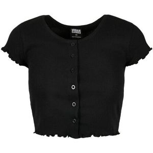 Urban Classics Dames ribbed button-down crop top