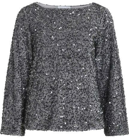 Vila - Vifaith Boat Neck - Pailletten Top - Poppy Seed - Dames