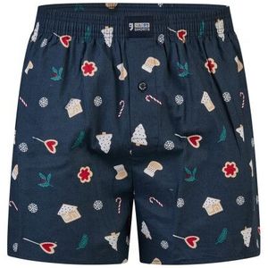 Happy Shorts Wijde kerst boxershort heren x-mas cookies blauw
