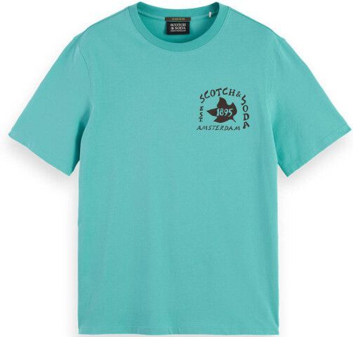 Scotch & Soda - Regular Fit - T-shirt - Met Korte Mouwen - Grafische Print Voor- en Achterkant