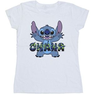 Li-cense Disney dames lilo and stitch ohana blauw glitch katoenen t-shirt