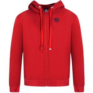 North Sails - Hoodie - Rood - Heren - Met Rits en Geribbelde Zoom