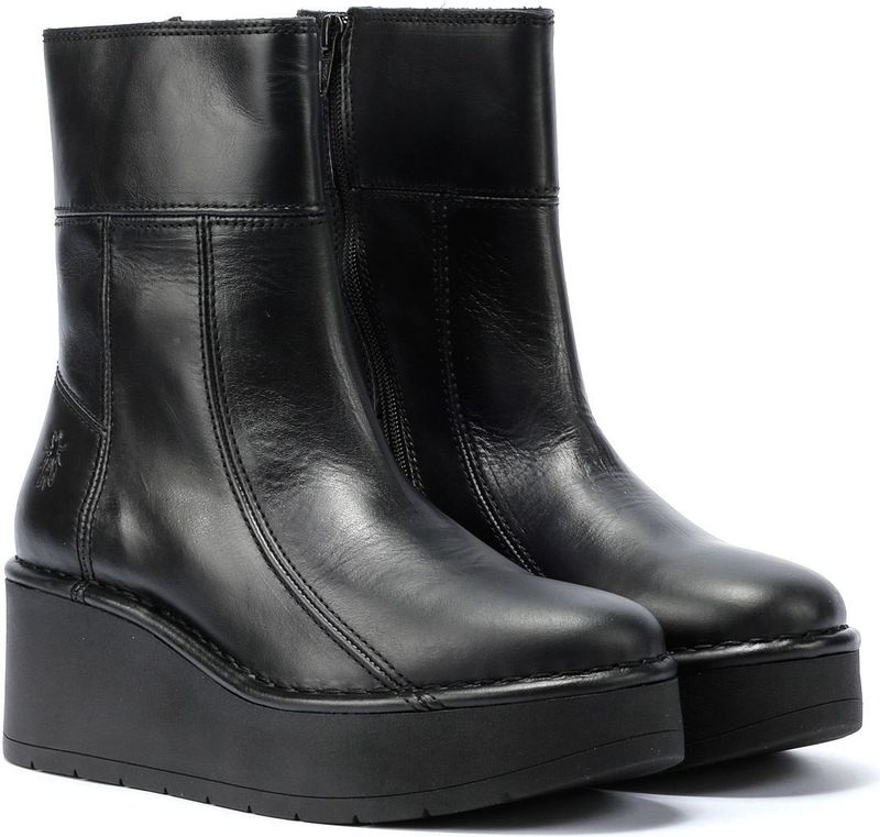 Fly London Hann Leren Vrouwen Laarzen Zwart
