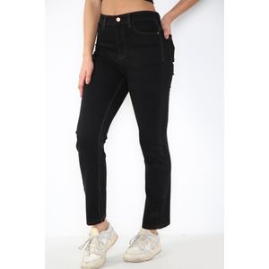 Dames - Magic Shaping - Hoog Getailleerde Jeans - Zwart - Rechte Pijpen