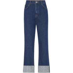 Philipp Plein - Loose Fit - Denim Broek - Monogram Manchetten