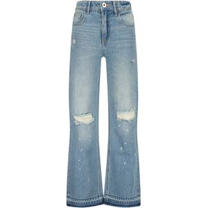 Vingino Meiden jeans cato destroy wide leg fit mid blue wash