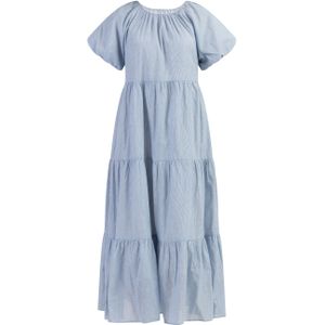 DreiMaster - Maxi Jurk - Lichtblauw - Dunne Strepen
