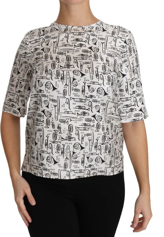 Dolce & Gabbana - Elegante Zijden Trompetblouse - Wit - Dames