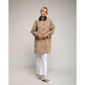 Driekwart Trenchcoat - Met Voorzakken - Kunstlederen Kraag