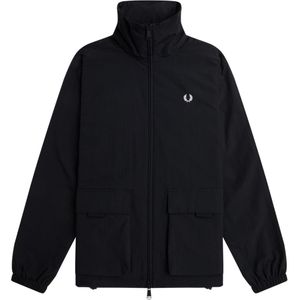 Fred Perry - Zwarte Jas - Met Patchzak en Ritssluiting