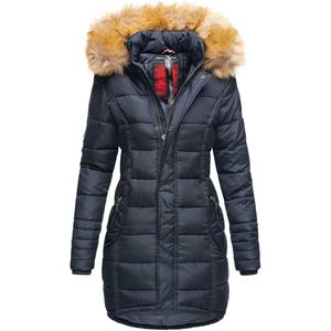 Navahoo Dames Winterjas Papaya – Getailleerd, Warm & Met Afneembare Bontkraag