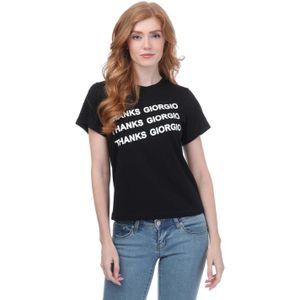 Armani - Stacked Logo T-Shirt - Zwart - Dames