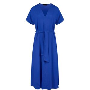 Jersey Midi-jurk - Koningsblauw - A-lijn - Met Riem