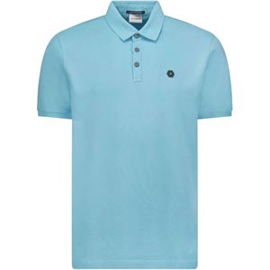 No Excess Polo korte mouw pique garment dyed aqua