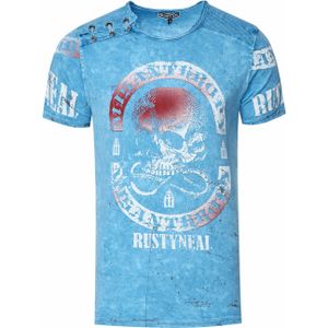 Rusty Neal - T-shirt - Gewassen - Doodshoofdprint