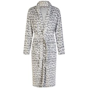 By Louise - Dames Badjas - Grijs - Fleece - Panterprint