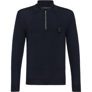 Billionaire - Zip-up Pullover Crest - Donkerblauw - Wol - Heren