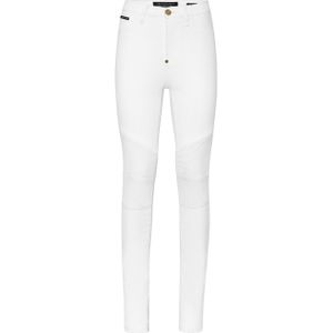 Philipp Plein - Denim High Waist Biker - Skinny Jeans - Wit