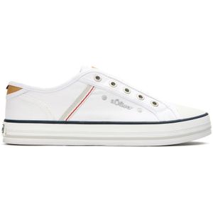 S Oliver - Canvas Slip-On Sneakers - Wit - Katoen - Rubber Zool