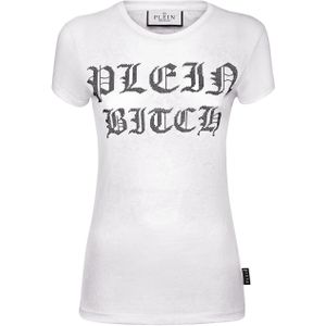 Philipp Plein - Slim Fit Gothic T-Shirt - Wit - Dames - Katoen