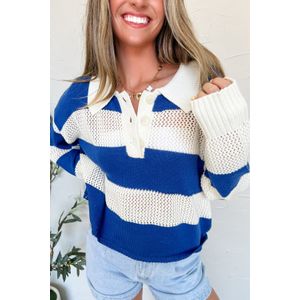 Gestreepte Gebreide Trui met Kraag