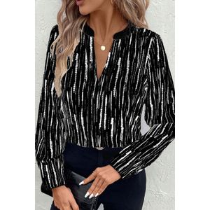 Gestreepte V-hals Lange Mouwen Blouse