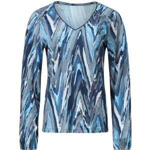 Smashed Lemon - Damesgetailleerd - Lichtblauw-grijze Zig Zag Geprint Top
