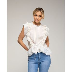 Peplum Top - Met Plooien en Ruches op de Borst en Onderkant