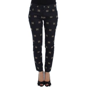 Dolce & Gabbana Slim Fit Jeans met blauwe geborduurde sleutel KATE