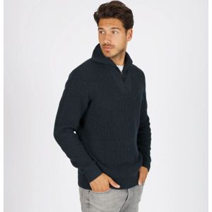 Q1905 - Noordhoek - Gebreide Trui - Donkerblauw - Halve Rits