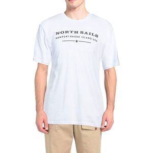 North Sails - Heren T-shirt - Wit - Katoen - Met Borstprint
