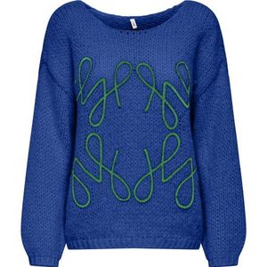 ONLY - ONLALYSSA LIFE LS EMB O-NECK KNT - Dames Trui - Gebreide Pullover