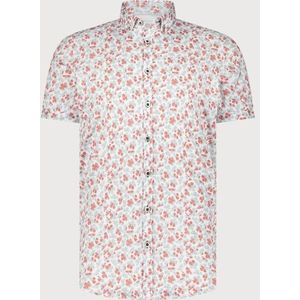 Blue Industry - Korte Mouwen Overhemd - Wit - Bloemenprint