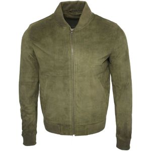 Varsity - Zacht Suède Leren Bomberjack