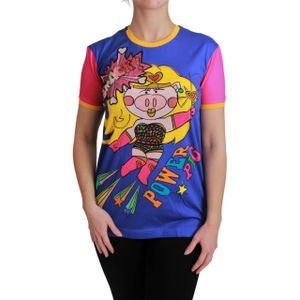 Dolce & Gabbana - T-shirt - Blauw - Dames - Katoen - Chique met Supergirl-motief