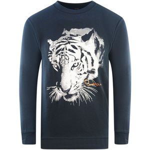 Cavalli Class - Tiger Silhouet Logo - Sweatshirt - Marinesblauw