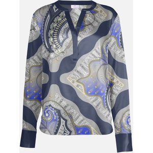 Mucho Gusto Zijden blouse monza blauwe paisley